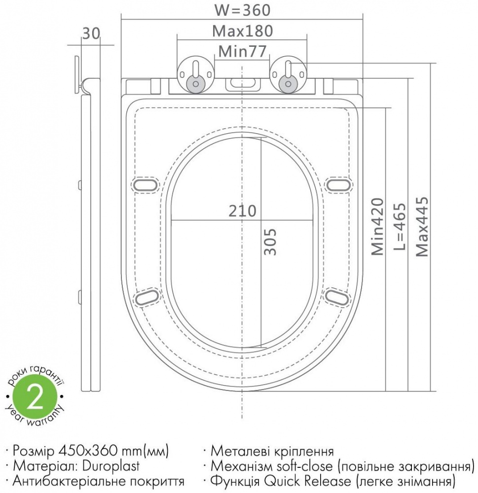 Сидіння для унітаза ScandiSPA soft-close 45x36 см