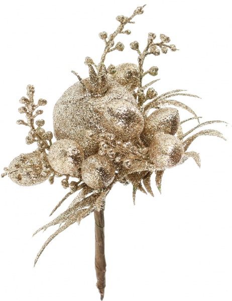 Композиція новорічна Ягоди золоті на стіку 18 см SL2040 