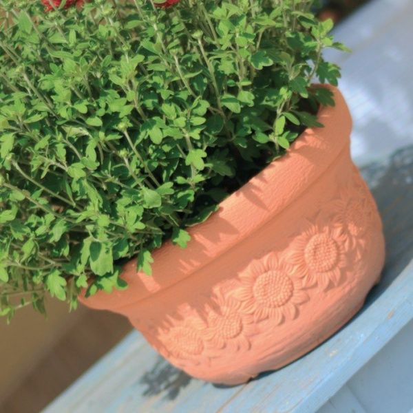 Горщик пластиковий низький SUNNY 300 мм круглий 6л коричневий (10327) 