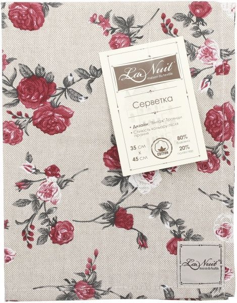 Серветка La Nuit Вінтаж Троянди 35x45 см бежевий із червоним 