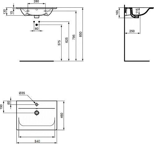 Умивальник Ideal Standard Connect Air 84 E027901