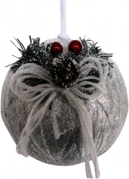 Шар новогодний с рябиной 12 см SDA1095120S серебро