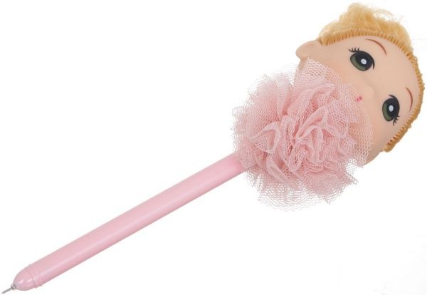 Ручка гелевая Кукла коричневые волосы 