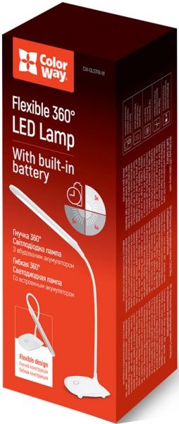 Настольная лампа офисная ColorWay Flexible с аккумулятором LED 3 Вт белый CW-DL07FB-W 