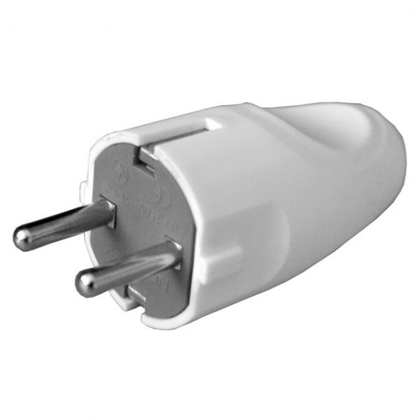 Электровилка Neomax NX1000 с заземлением 220В 16А IP20 пластик белый