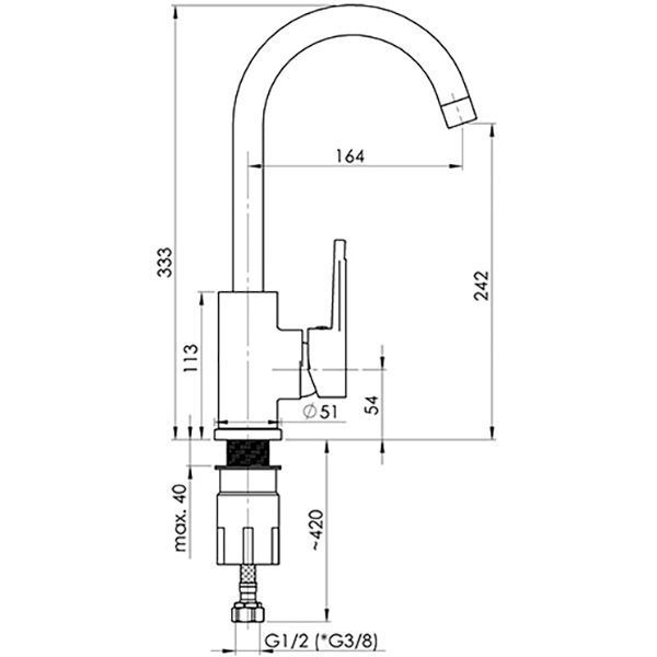 Змішувач для кухні Rubineta AX30088