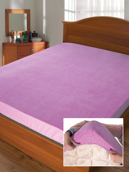 Простирадло на резинці Дизайн 9 (махрове) 200x140 см рожевий Ярослав 