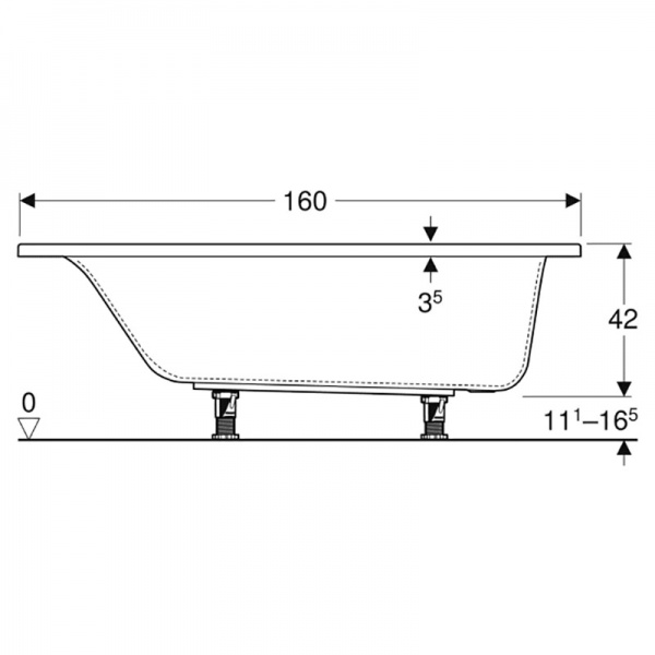 Ванна акрилова Geberit Selnova Square 554.382.01.1 160х70 см 