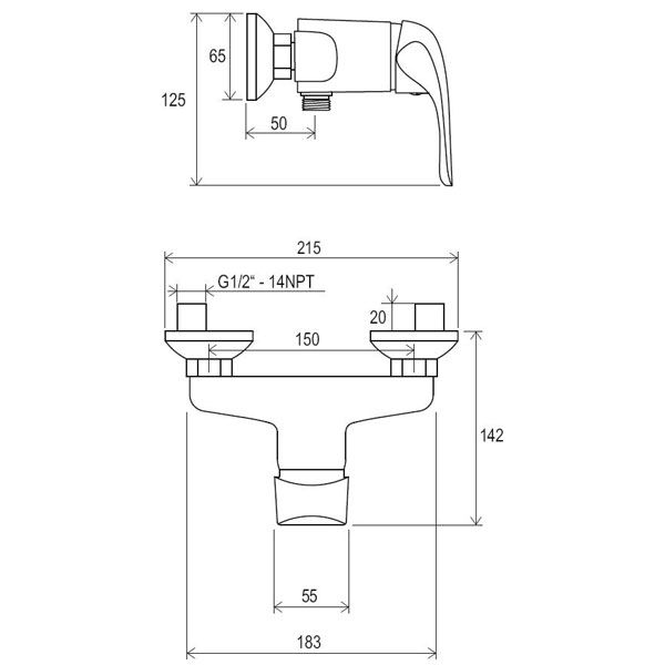 Смеситель для душа Ravak ROSA RS 032.00/150 X070012