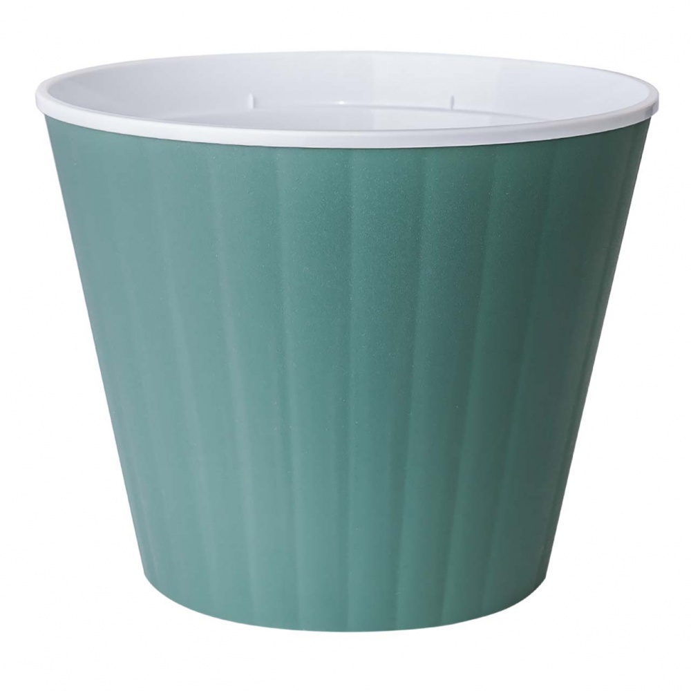Вазон Ібіс 13,0х11,2 см круглий зелений/білий 0,86 л Алеана