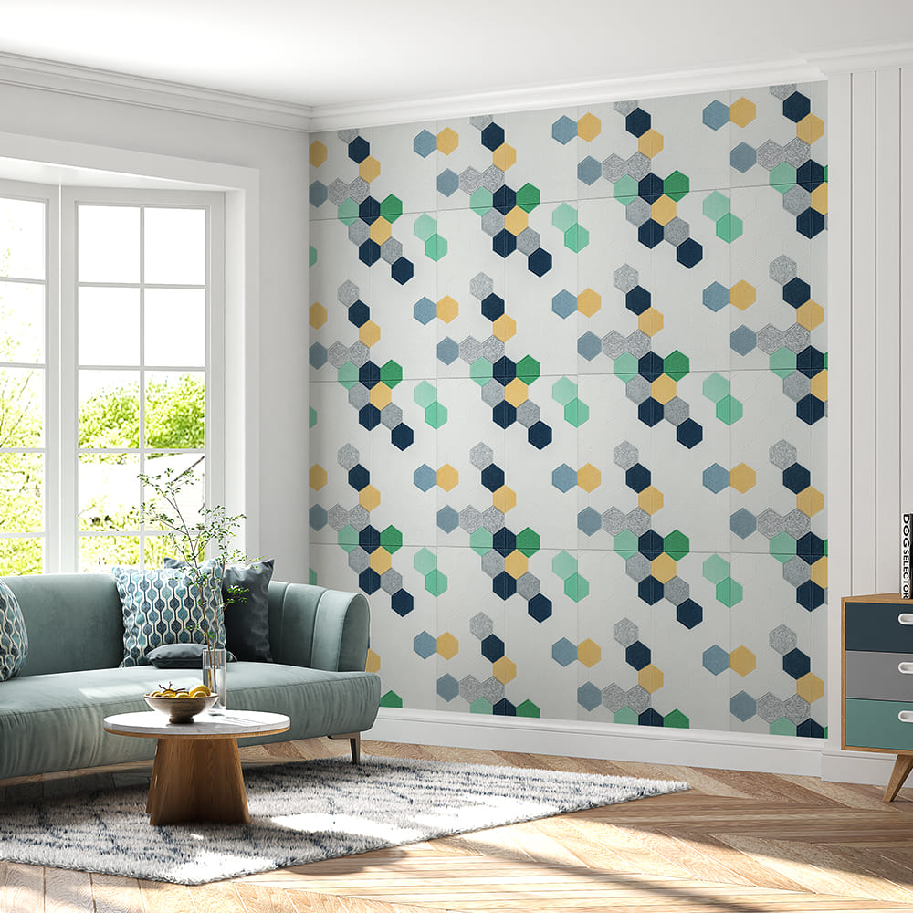 Панель самоклеюча Sticker Wall мозаїка 700x770x4 мм синьо-жовтий (SW-00002016)