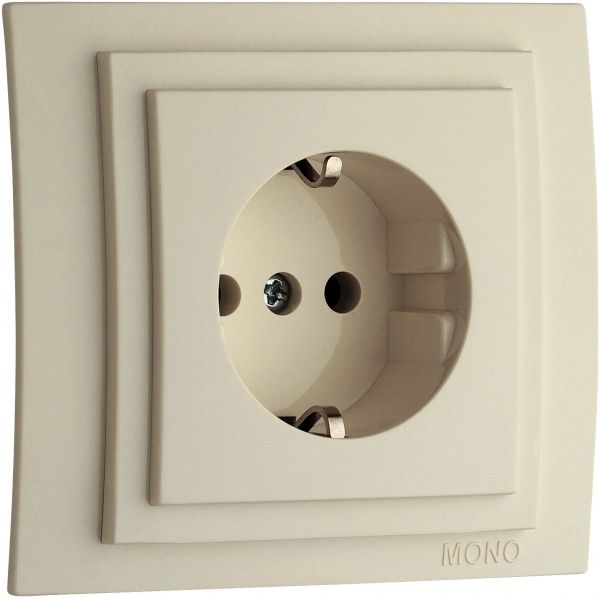Розетка с заземлением Mono Larissa без шторок без крышки крем 103-171721-117