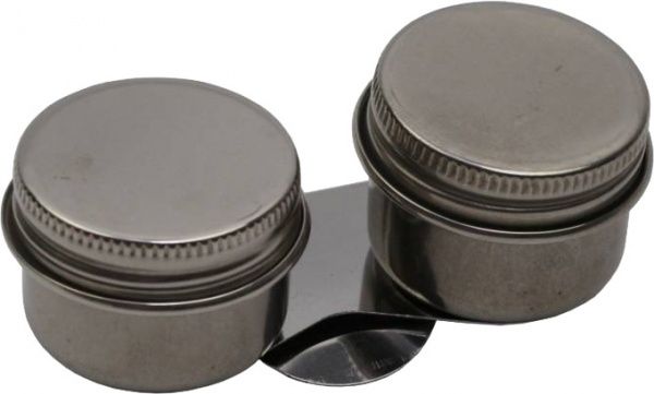 Масленка двойная металлическая с крышкой (d4х9см) D.K.Art&Craft