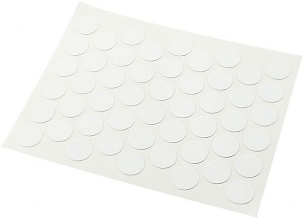 Заглушка самоклейка на конфірмат d14 мм 50 шт. білий глянець DC