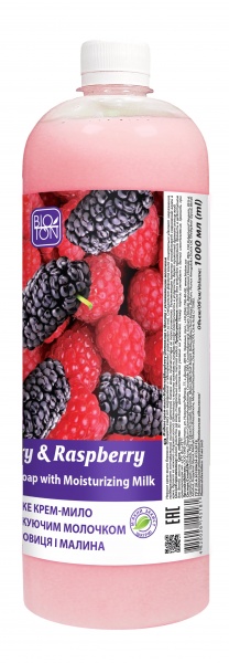 Крем-мыло Bioton Шелковица и Малина с увлажняющим молочком 1000 мл