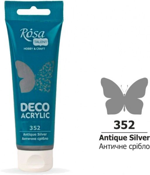 Акрил для декору античне срібло металік 75 мл Rosa Talent