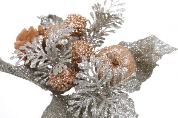 Декорація новорічна Пучечок з листочками на стіку 17 см EPI-EYK6-434 