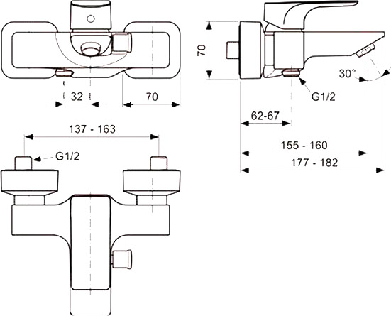 Смеситель для ванны Ideal Standard Strada A5848AA