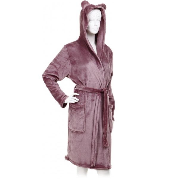 Халат з мікрофібри La Nuit капюшон з вушками р. XL слива