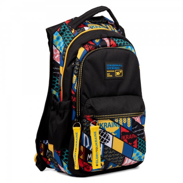 Рюкзак школьный YES Fashion T-133 Welcome to Ukraine черный
