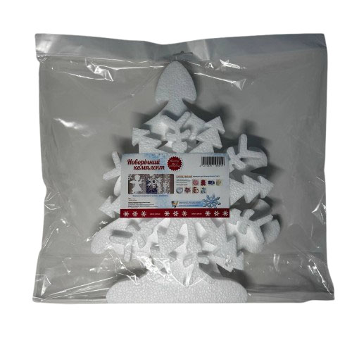 Набор новогоднего декора Елка и 2 снежинки 35 см 3 шт./уп.