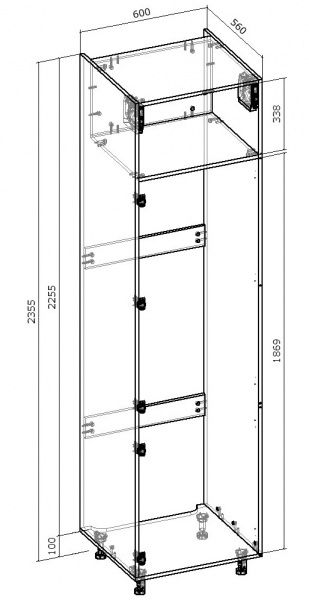 Шафа під холодильник Грейд (двері 1174) ТОП 600x2360x554 мм ваніль 