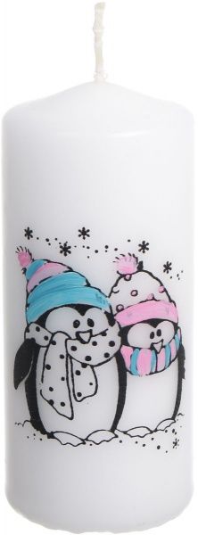 Свеча Цилиндр трафаретная Пингвины 50x110 Pako-If