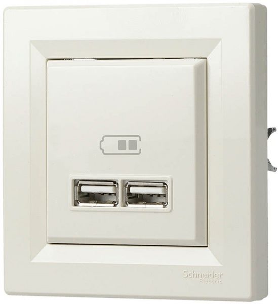 Розетка USB двойная Schneider Electric Asfora крем EPH2700223