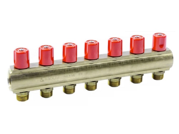 Колектор з регулюючими вентилями Bianchi 1 х 7 х 3/4ЗР (червоний) 237E06050A