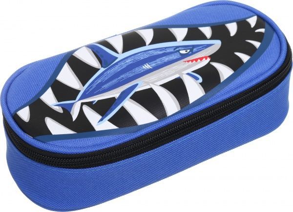 Пенал шкільний Акула 20,5х9х5 см SWB-200054A синій із чорним