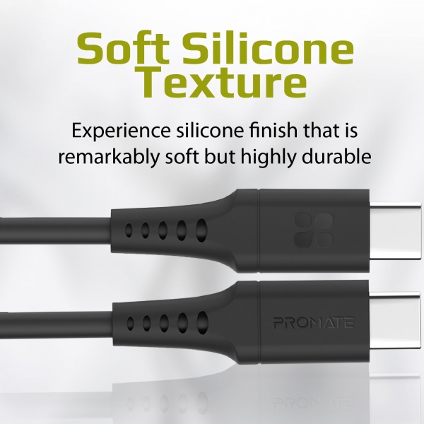 Кабель Promate PowerLink-CC120 USB-C to USB-C 60 Вт Power Delivery 1,2 м чорний (powerlink-cc120.black) 