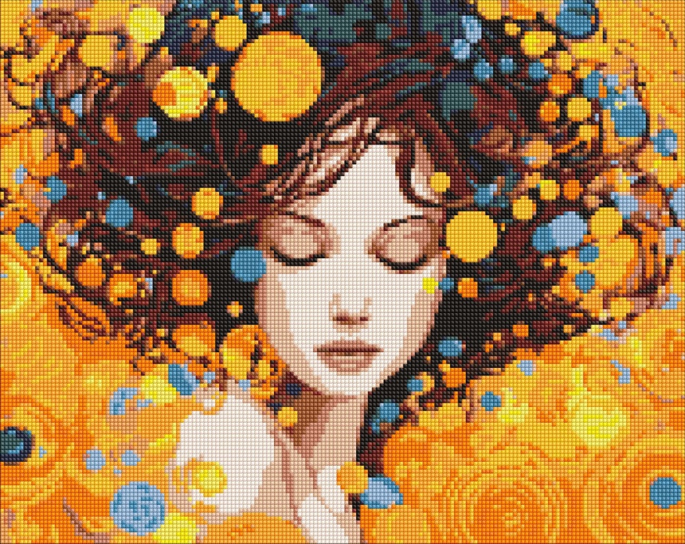 Алмазна мозаїка Портрет елегантності з голограмними стразами (AB) ©art_selena_ua за мотивами Густава Клімта Ideyka