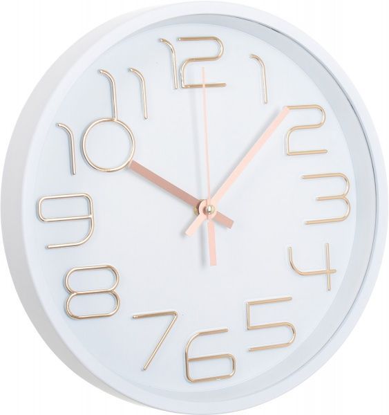 Часы настенные Moment белый с золотыми цифрами 30 см