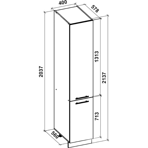 Шафа-пенал МС 7EVEN ШП 40/214/56 бежевий глянець Грейд
