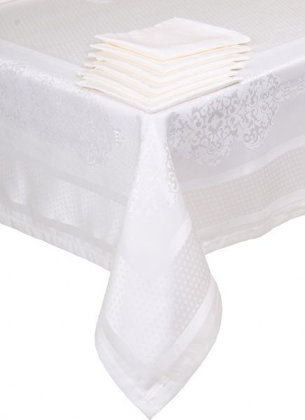 Скатерть с салфетками Caramel 160x220 см кремовый Karna 