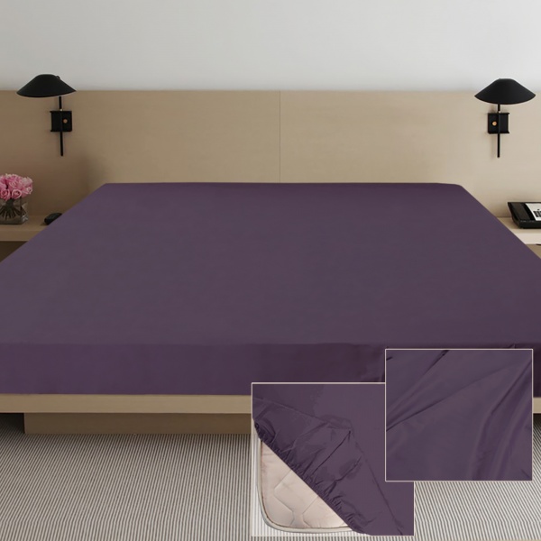 Простынь на резинке Дизайн 9 (сатин) 200x90 см сливовый Ярослав 