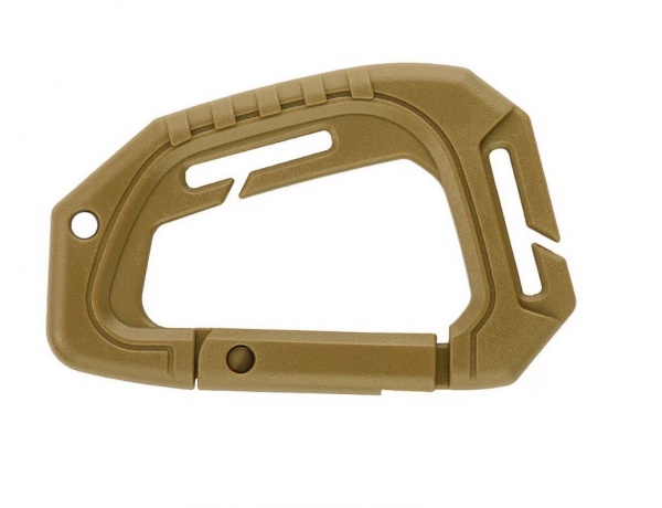 Карабин тактический D-образный 56х86 мм с креплением Molle койот пластик 1 шт.