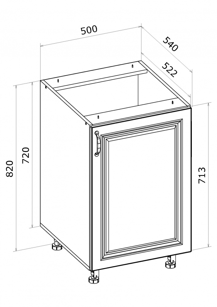 Тумба нижня Н 50/82/54 МС Глорія_ASHEN /фасад МДФ №332 попелястий матовий/дуб артізан Грейд