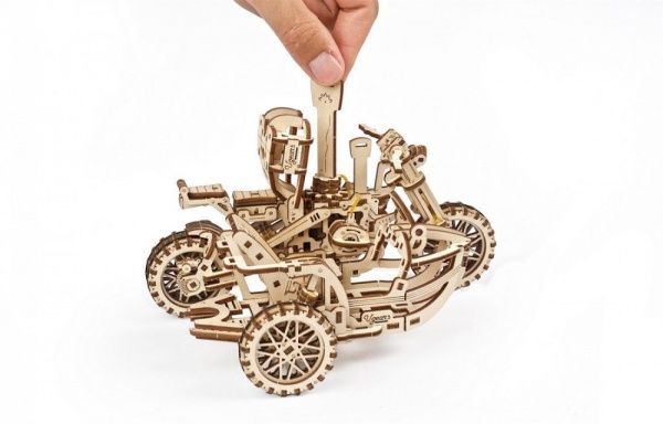 Деревянный 3D-конструктор UGEARS Мотоцикл Scrambler UGR-10 с коляской