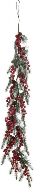 Гірлянда хвойна внутрішня 1,2м хвойна ніжно засніжена з ягідками 