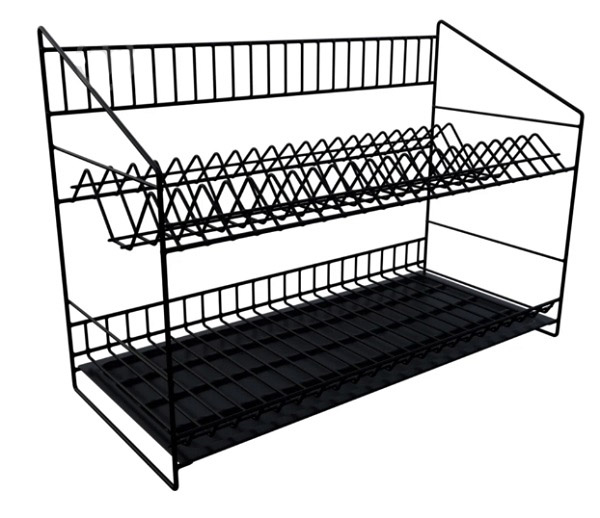 Сушарка для посуду DC 600 мм дворівнева настільна чорна термопластична