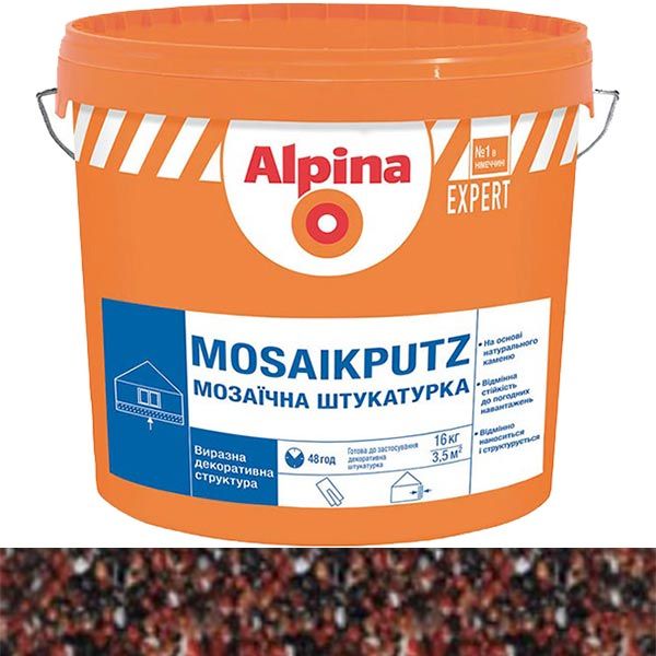 Декоративная штукатурка мозаичная Alpina Expert Mosaikputz 20 16 кг красныйчерныйжелтый