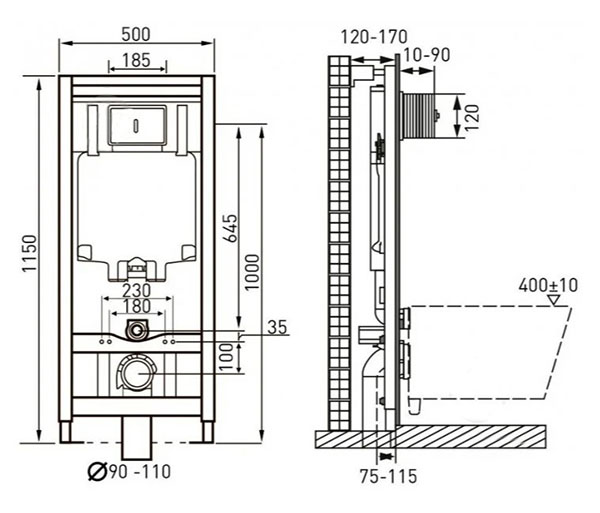 Інсталяція для унітаза VOLLE Master 4 в 1 141919 біла клавіша