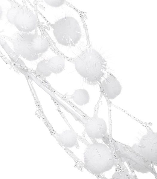 Декорация новогодняя Ветка с белыми снежками 80 см EPI-13A7301R