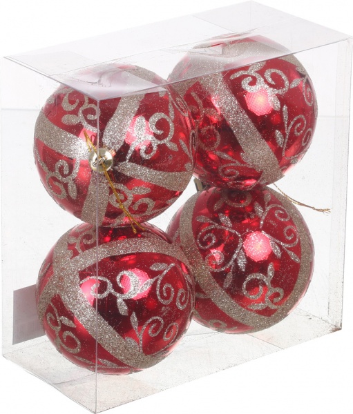 Набор елочных шаров орнамент d 80 мм 4 шт./уп.