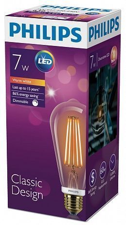 Лампа светодиодная Philips Gold Dimm 7 Вт ST64 желтая E27 220 В 2000 К 929001228908 
