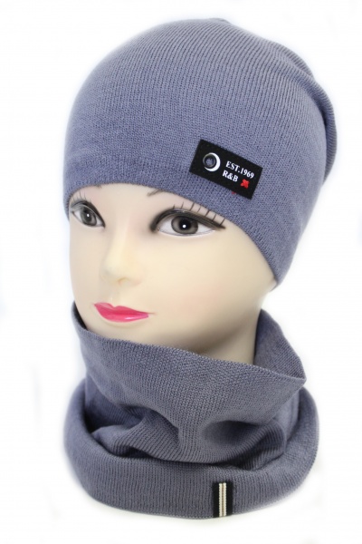 Комплект шапка + снуд для хлопчиків Kraft+ р.52-54 асфальт 2379 