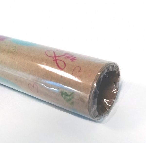 Бумага для упаковки крафт принт ТМ LOVE & HOME Сердце розовая 0,7x2 м