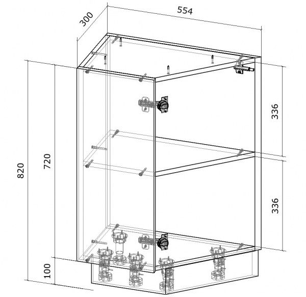 Тумба нижняя Грейд угловая завершение (стандарт) 300x820x522 мм дуб сонома 