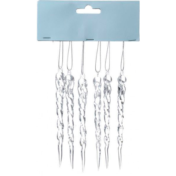 Набір підвісок Бурульки прозорі 10 см 6 шт./уп. 